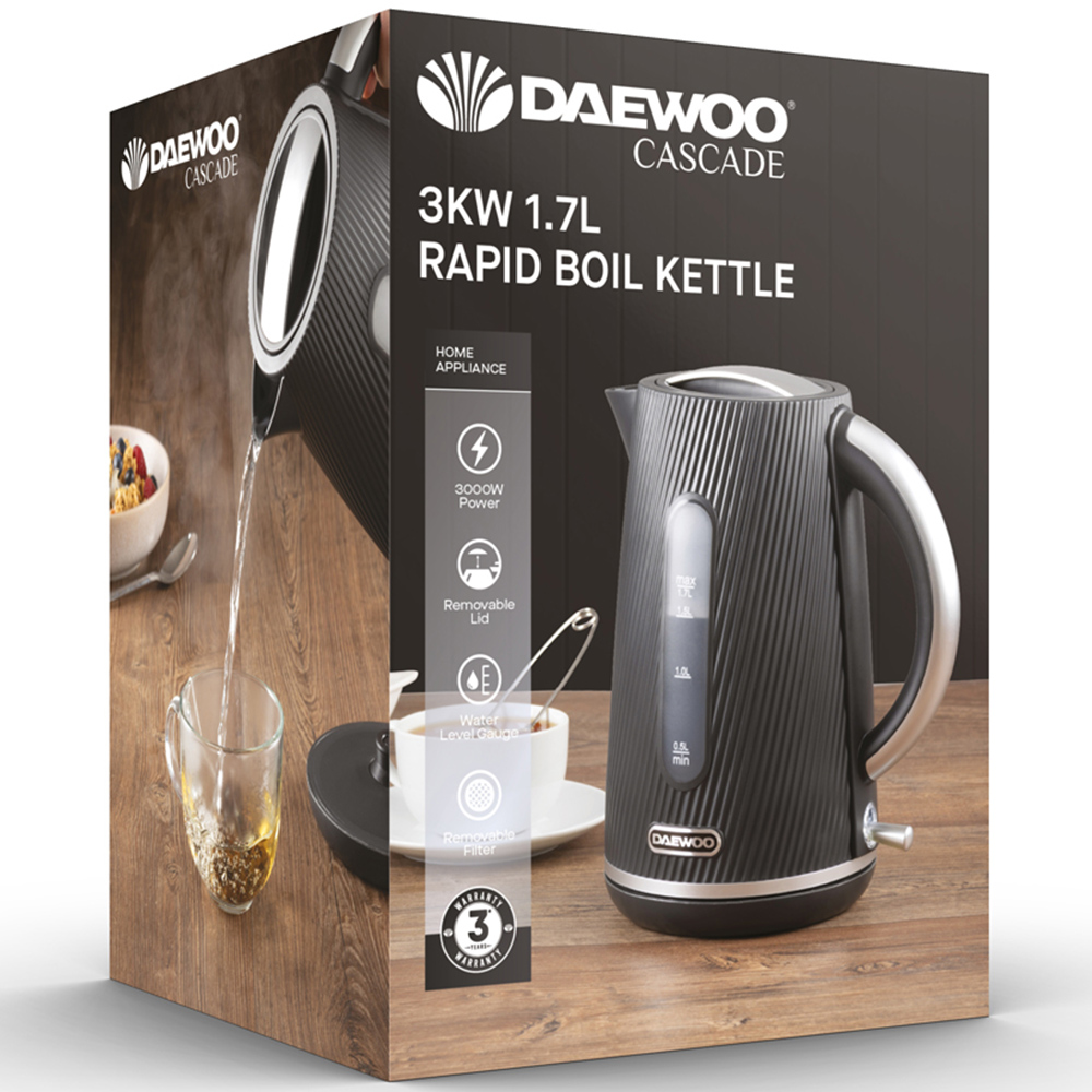 Daewoo SDA2773 Cascade 1.7L Black Textured Design Kettle Image 5