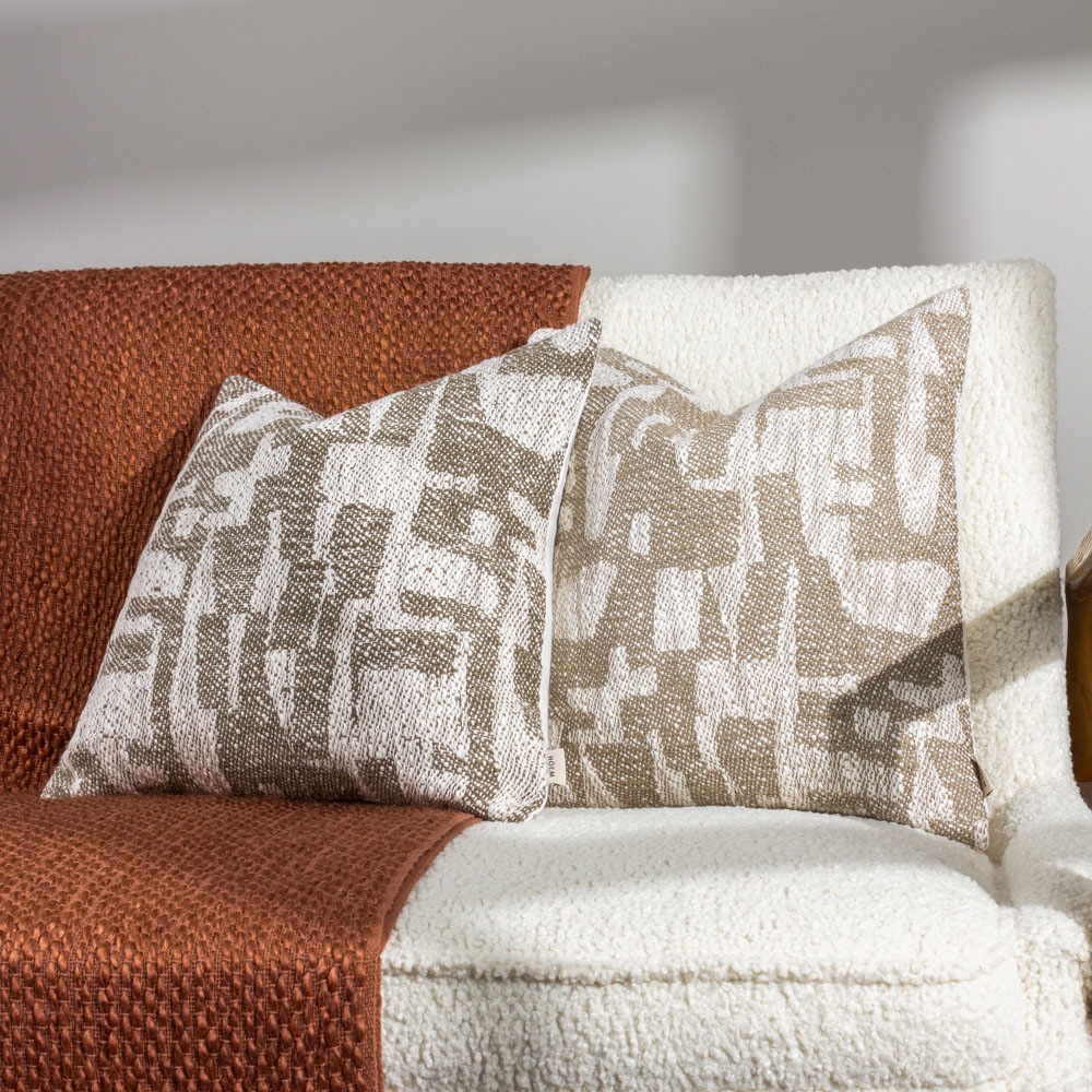 Hoem Ola Taupe Jacquard Cushion Image 6