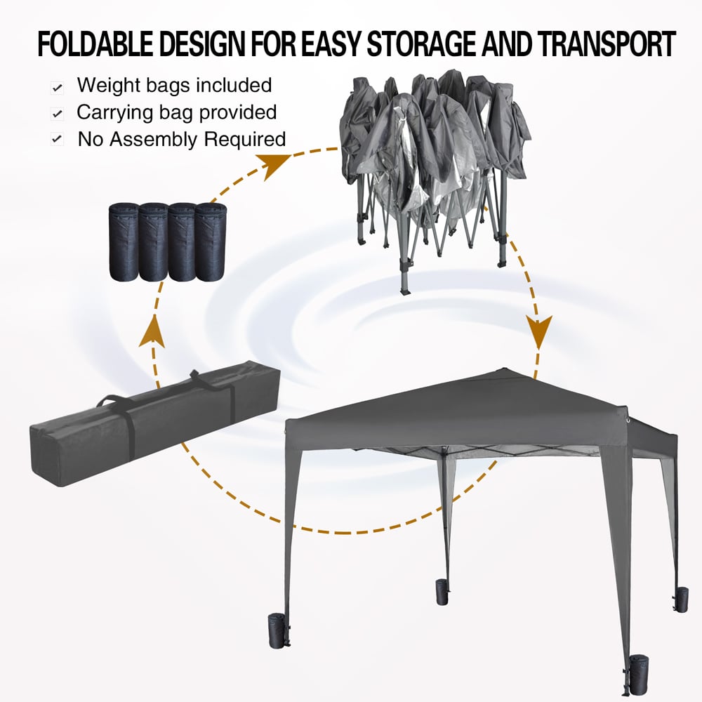 Grey Pop Up Outdoor Gazebo 2 x 2m Image 6