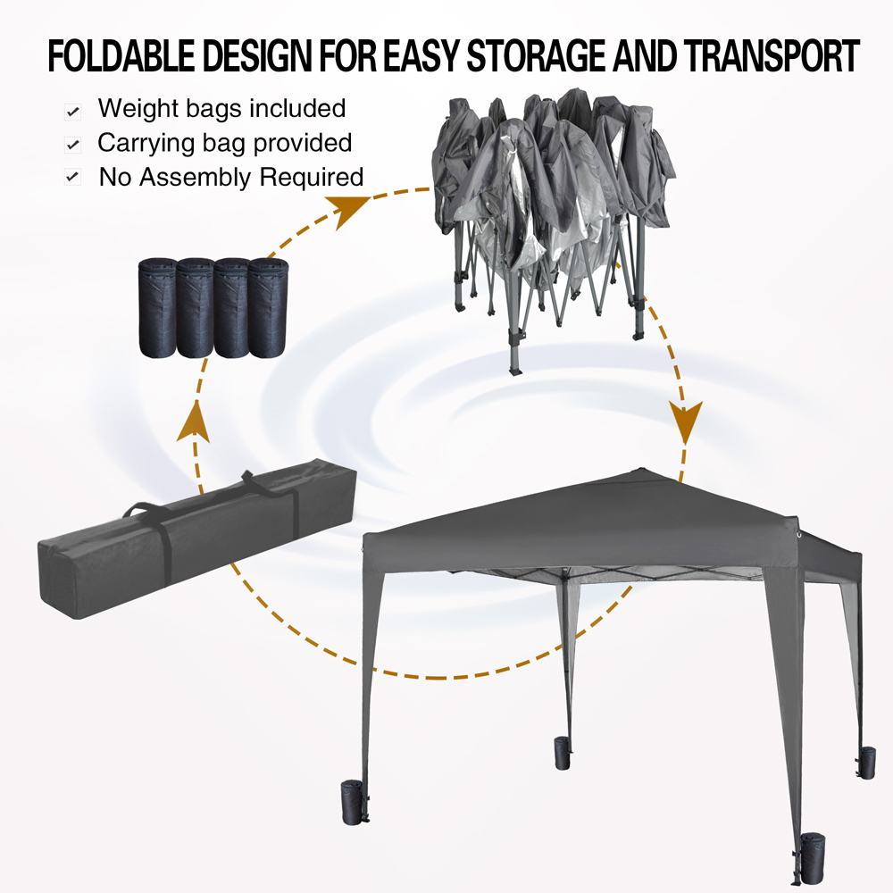 Grey Pop Up Outdoor Gazebo 3 x 3m Image 5