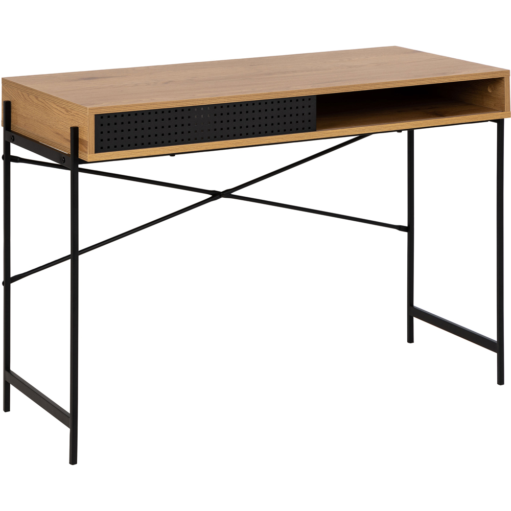 Florence Angus Single Door Oak and Black Office Desk Image 5
