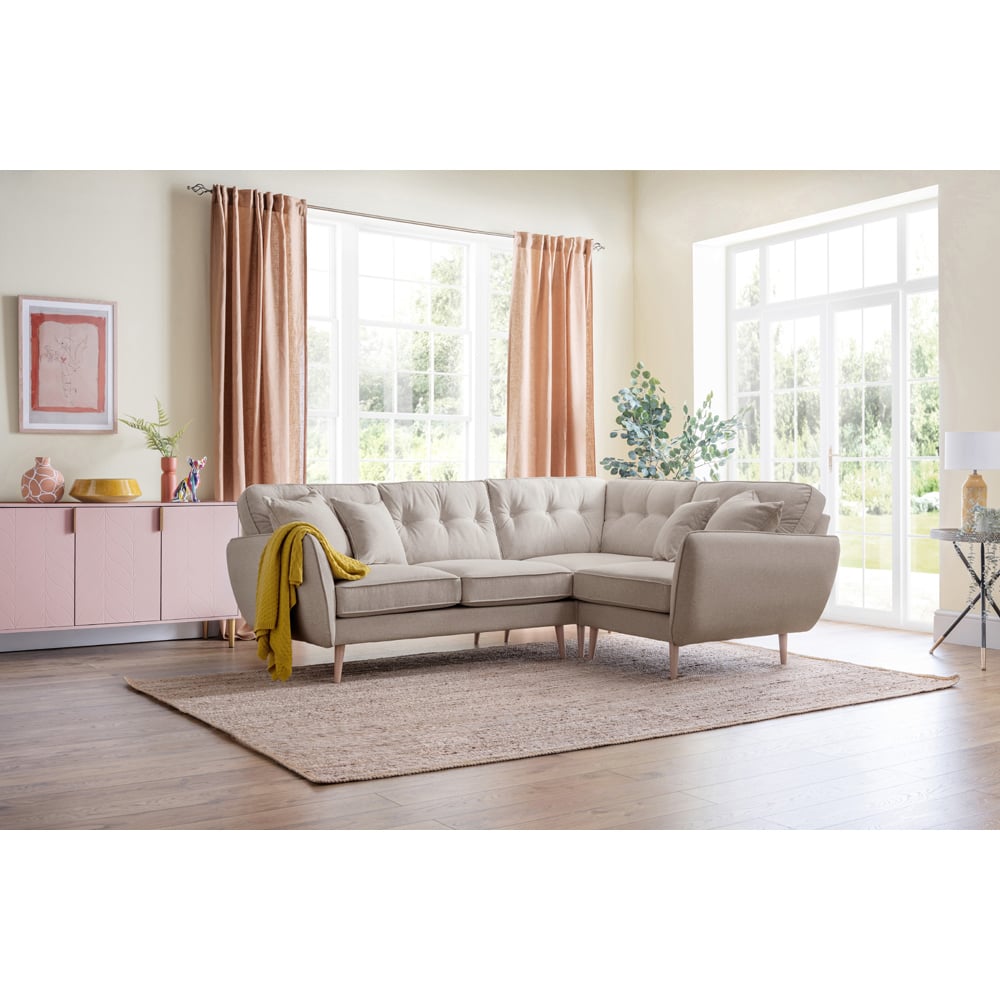 Opry Faro 4 Seater Button Back Beige Corner Sofa Image 5