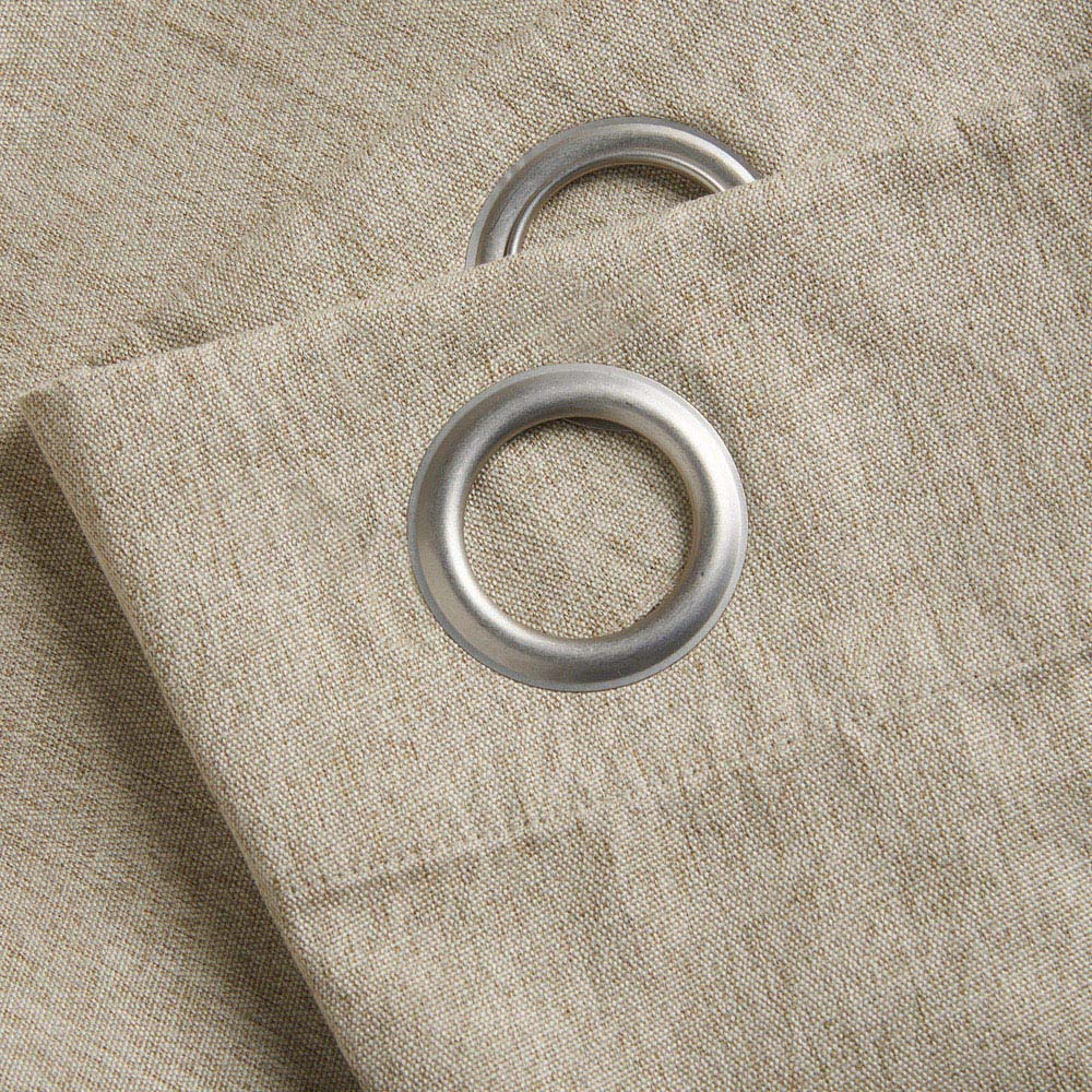 Alan Symonds Beige Linen Look Blackout Ring Top Eyelet Curtains 110 x 137cm Image 4