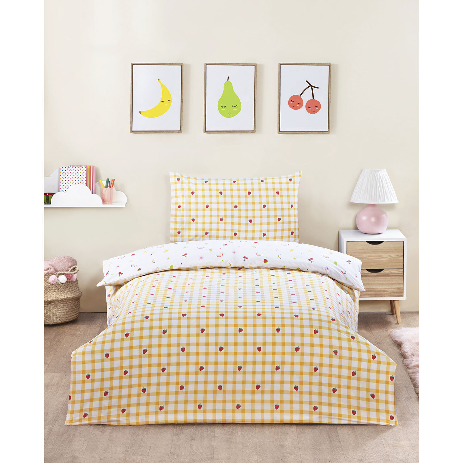 Summer Fruits Duvet Cover and Pillowcase Set - White Image 2