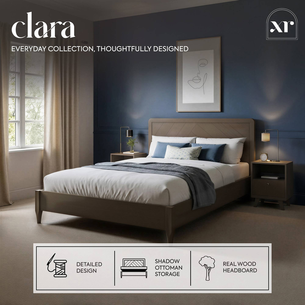 XR Living Clara Double Dark Oak Wooden Shadow Ottoman Bed Image 2