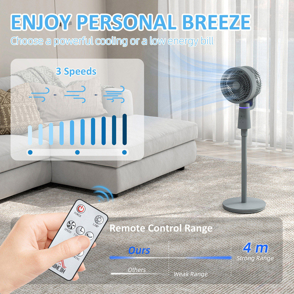 HOMCOM Grey Oscillating Pedestal Fan 37 inch Image 7