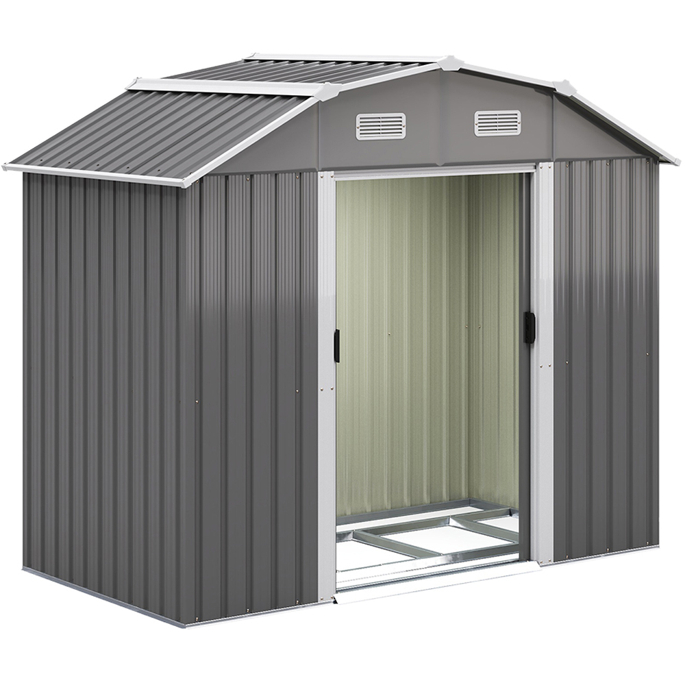 Living and Home 7.7 x 4.3ft Galvanised Steel Acrylic Storage Shed Grey Image 3