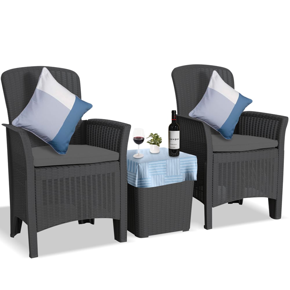 Centurion Supports Ophelia 2 Seater Grey Rattan Armchair Set with Side Table Image 2