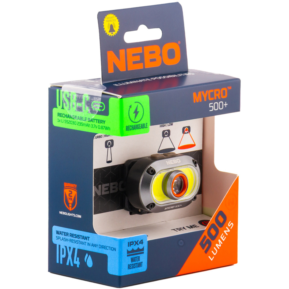 Nebo Mycro 500+ 2-in-1 500 Lumens Rechargeable Detachable Headlamp and Cap Light Image 2