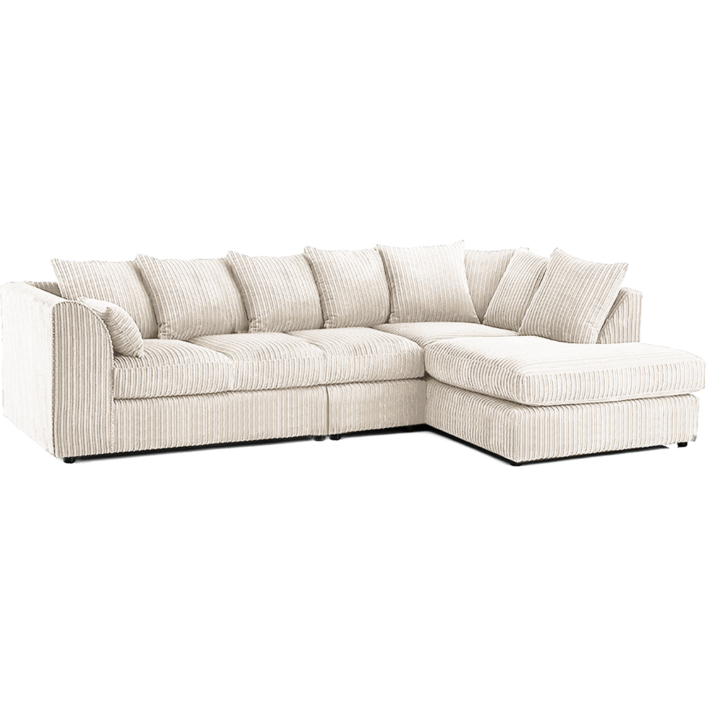 Luxor 4 Seater Cream Jumbo Cord Right Hand Facing Scatter Back L Shaped Corner Sofa Set Image 2