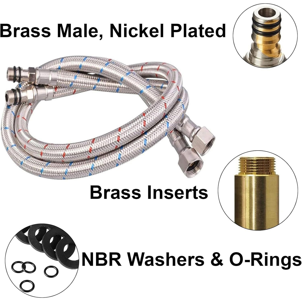 ATEK 100cm Monobloc Kitchen Tap Flexible Hose Connectors 10 x 18.6mm 2 Pack Image 3