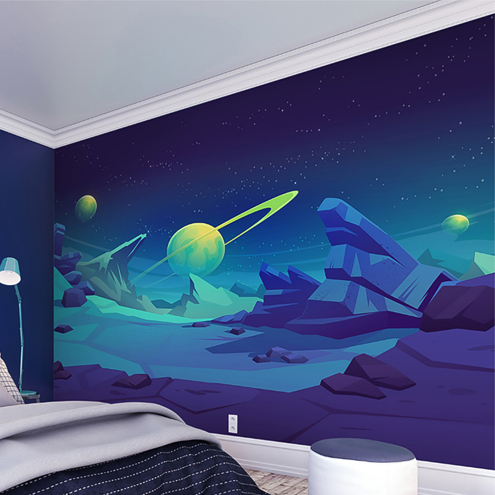 Origin Murals Space Landscape Blue Wall Mural Image 1