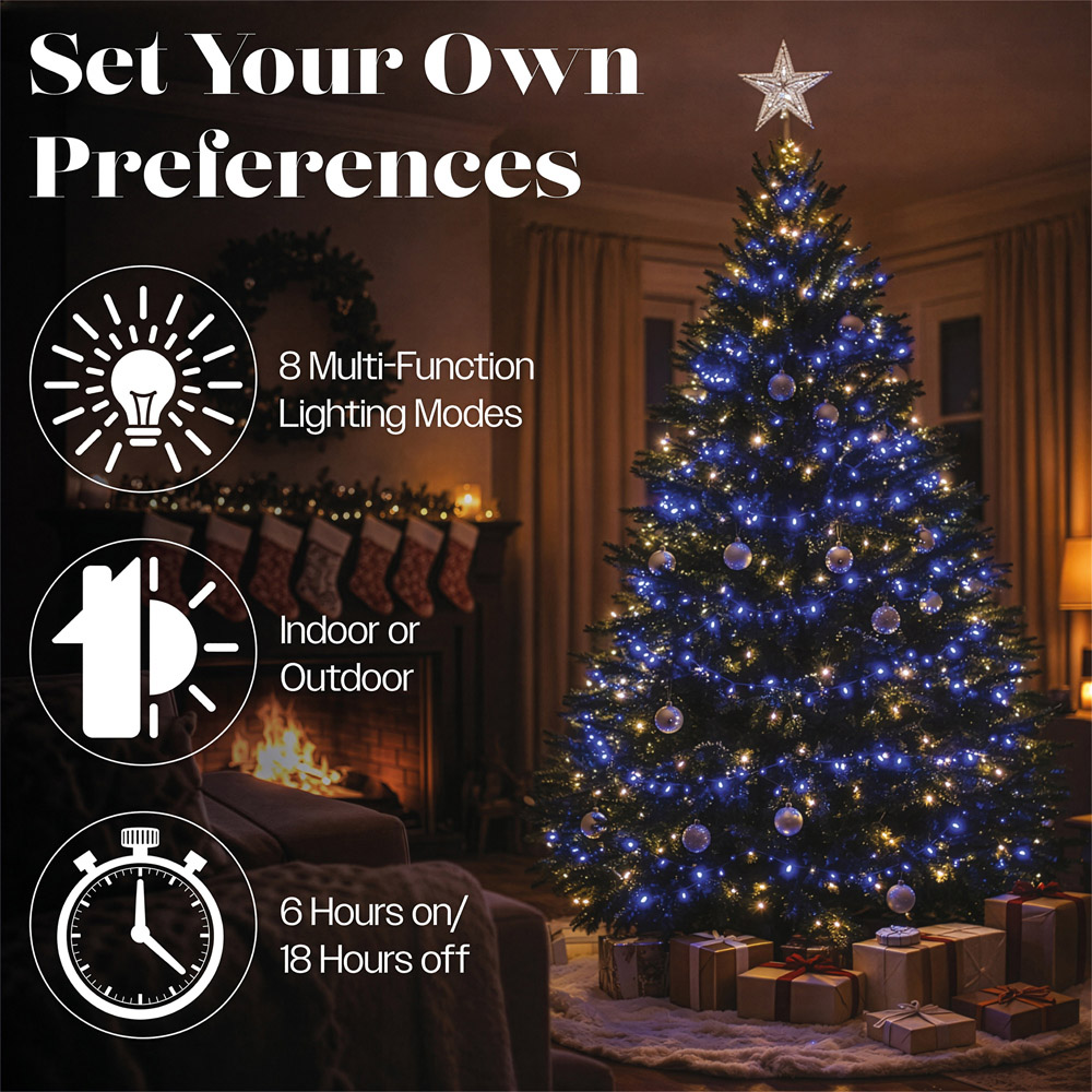 Xmas Haus 360 Blue and Cool White Micro LED Silver Cable Christmas Cluster Light 3.7m Image 4