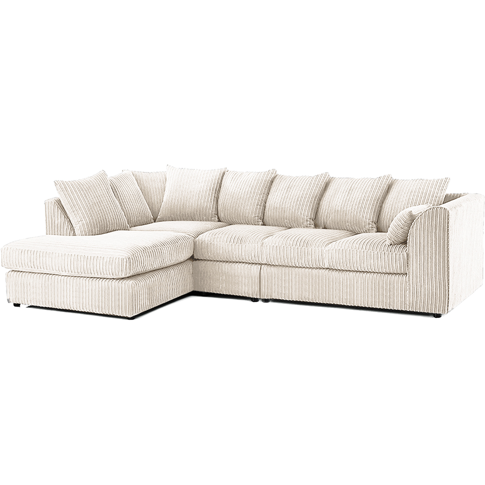Luxor 4 Seater Cream Jumbo Cord Left Hand Facing Scatter Back L Shaped Corner Sofa Set Image 2