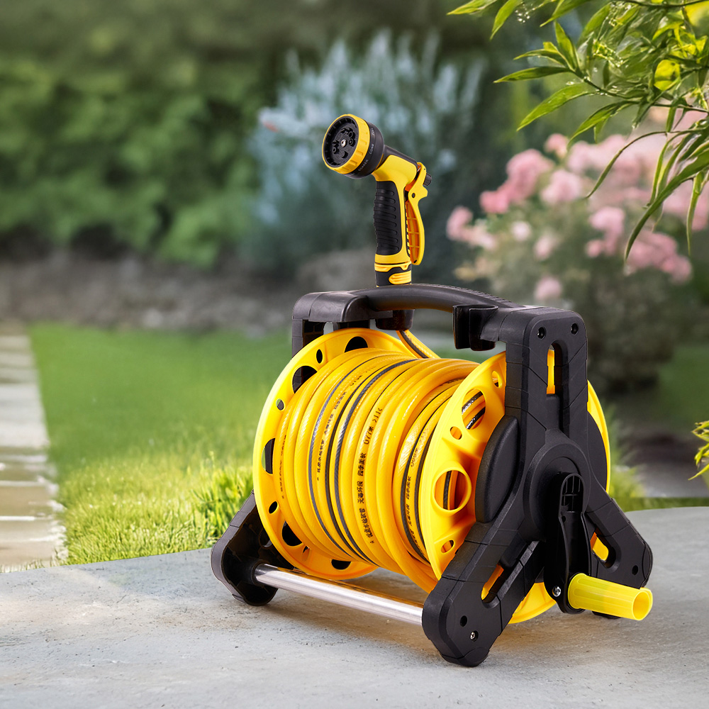Living and Home 15m Portable Garden Hose Reel Cart Set Image 7