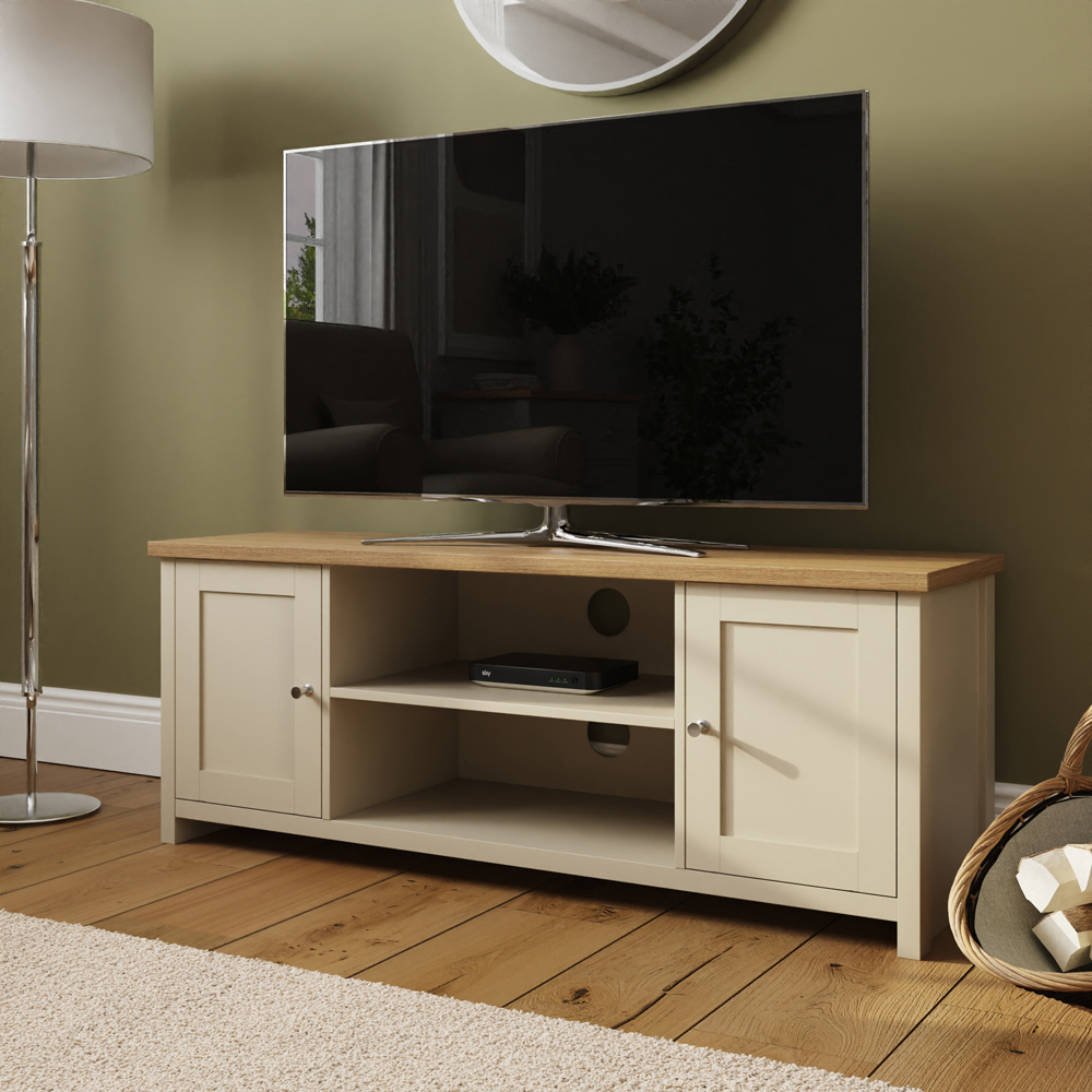 GFW Lancaster 2 Door 2 Shelf Cream Large TV Unit Image 8