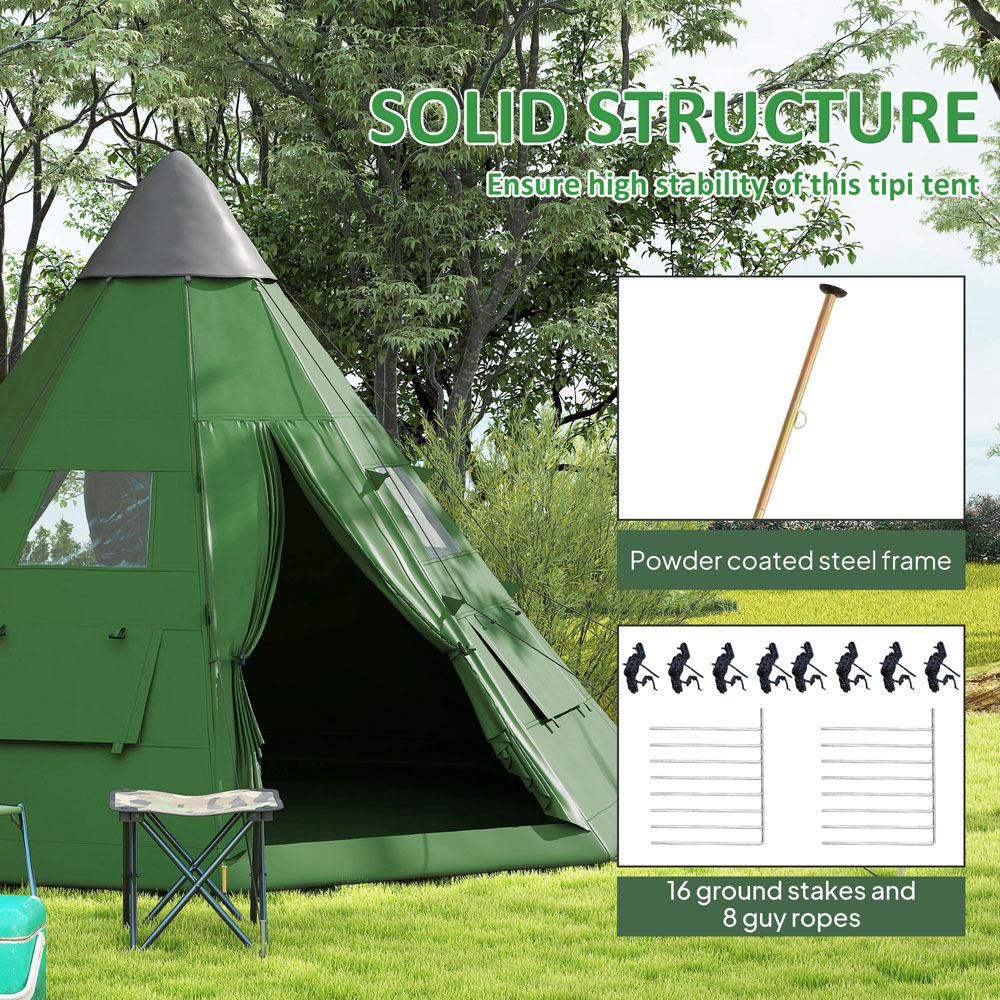 Outsunny 6-7 Person Camping Tent Green Image 7