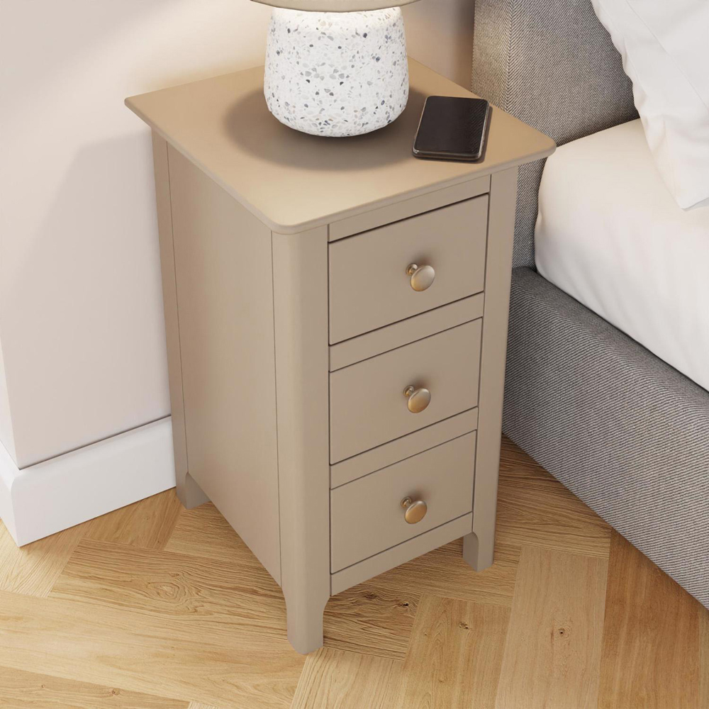 FWStyle Palma 3 Drawer Putty Ready Assembled Bedside Chest Image 8