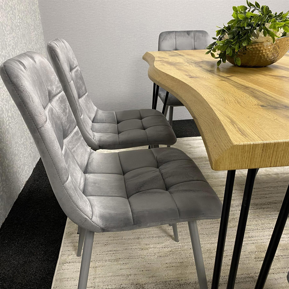 Kosy Koala 6 Seater Velvet Wooden Dining Set Grey Image 3