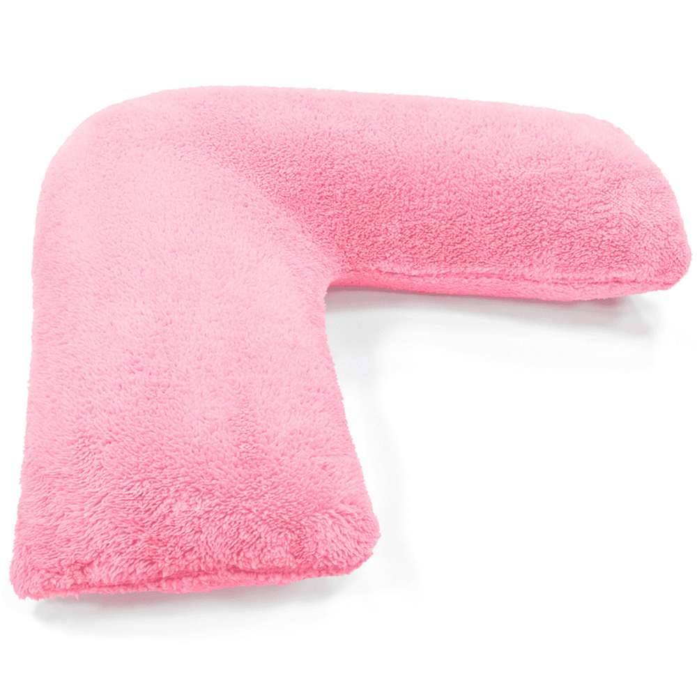 Velosso Blush Pink Teddy Fleece V Shape Pillow Image 1