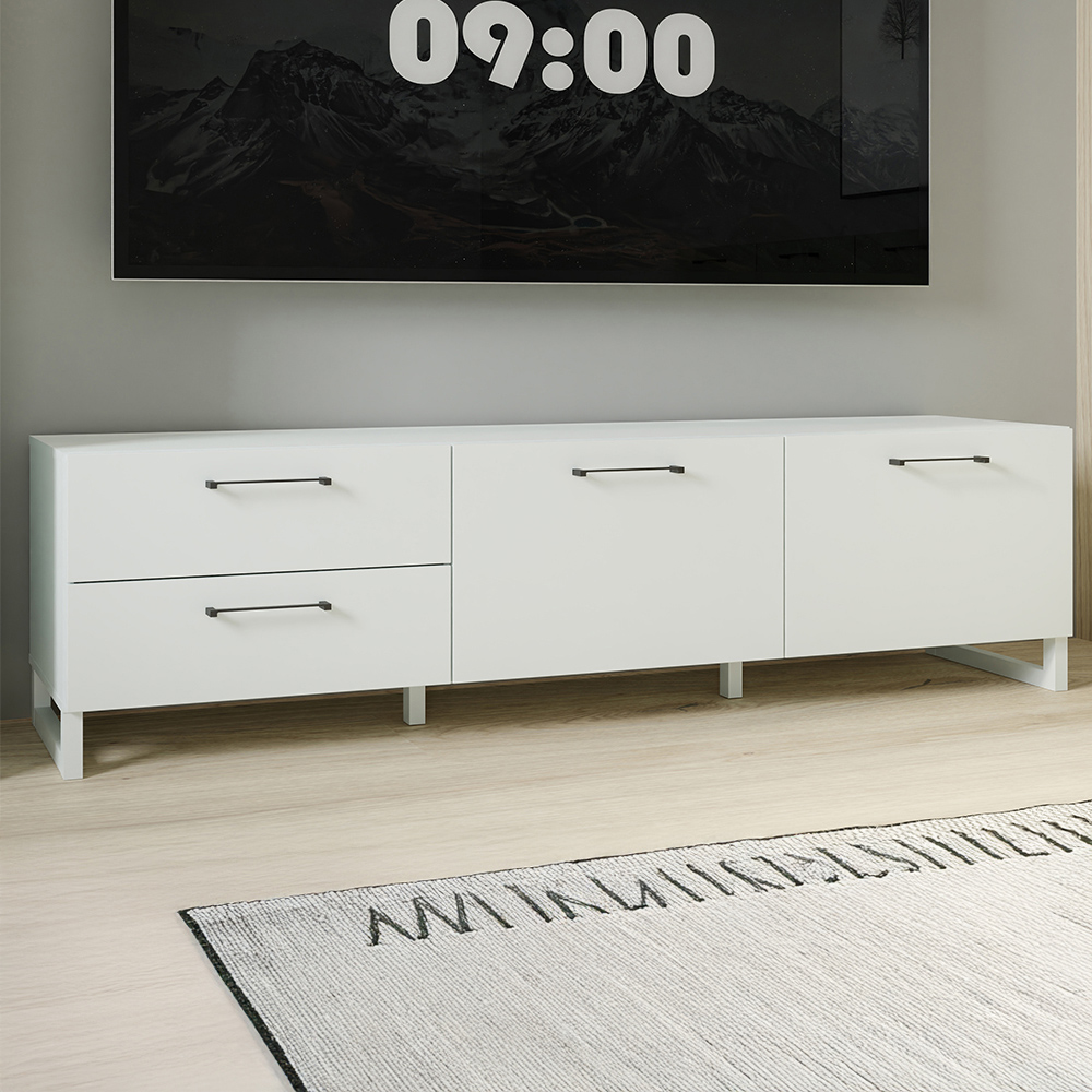 Florence Sali 2 Door 2 Drawer Light Grey TV Unit Image 1