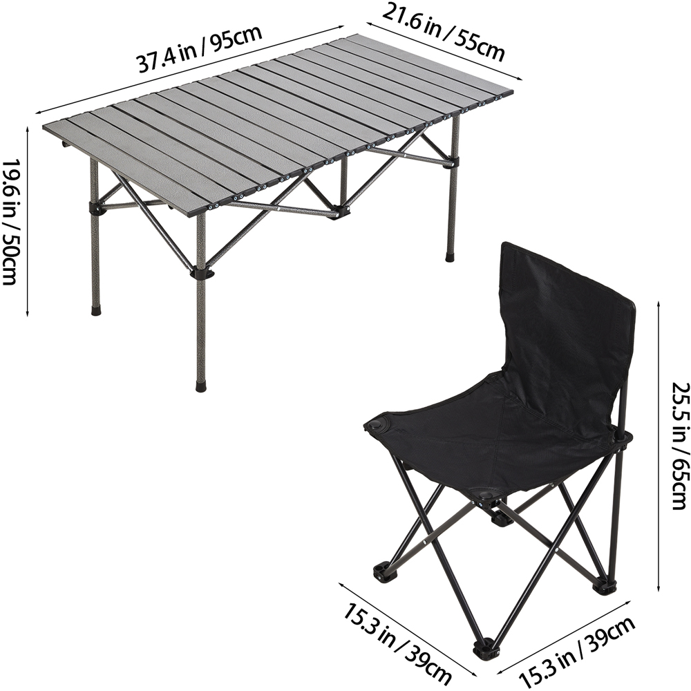 Living and Home 4 Seater Silver Grey Portable Folding Camping Set Image 9