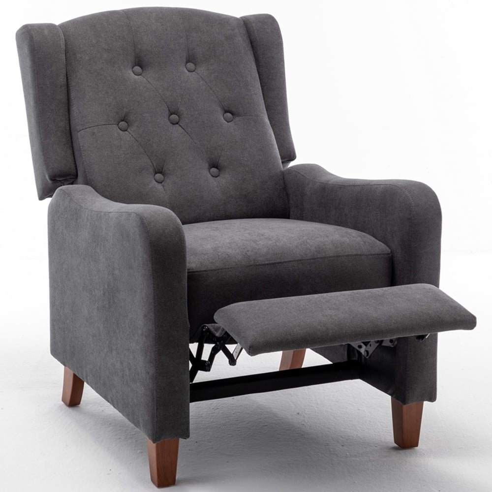 Furniture One Grey Wing Back Pushback Recliner Armchair Image 2