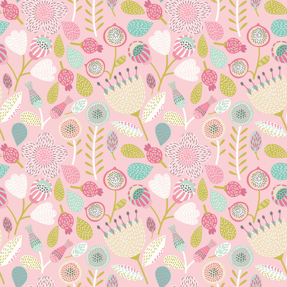 Hoopla Walls Peekaboo Folk Floral Dolly Mixtures Wallpaper Image 1