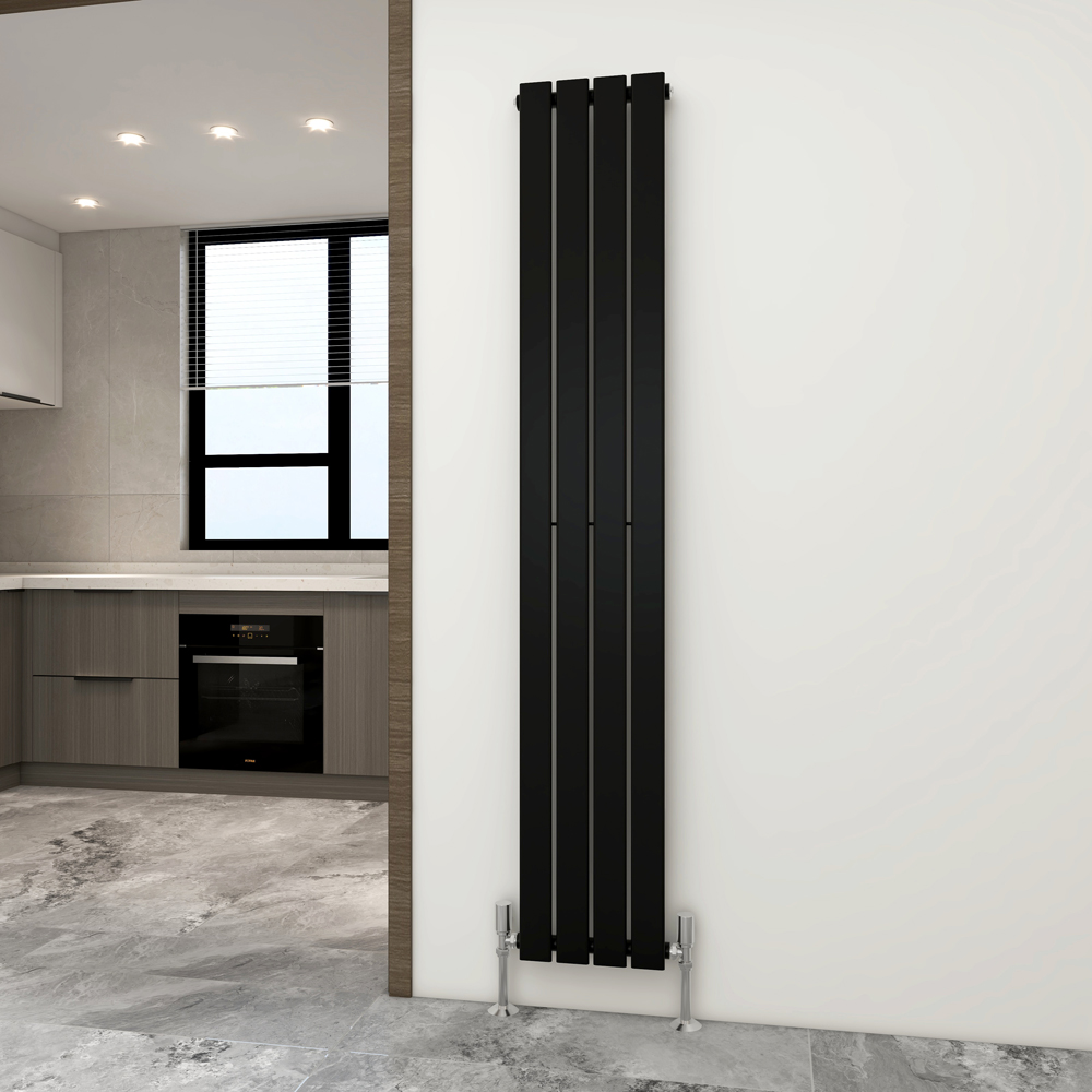 Black 2190 BTU Single Flat Panel Vertical Column Radiator 1800 x 272mm Image 2