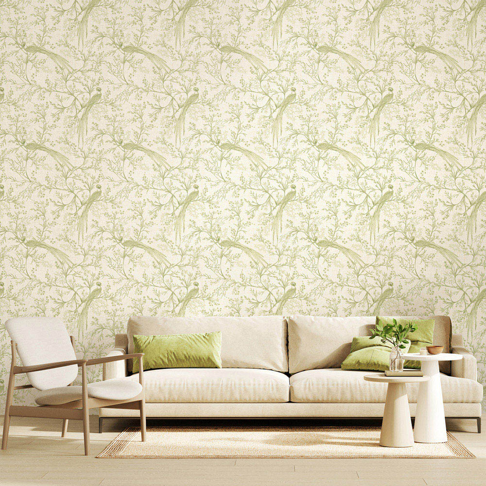 Hoopla Walls Purity Bird Toile Cream Wallpaper Image 2