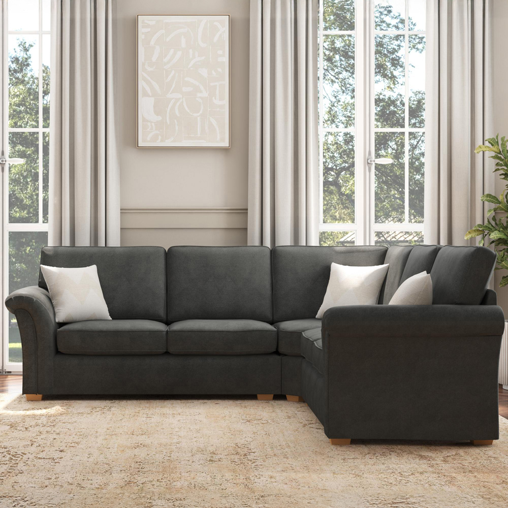 Castleacre 4 Seater Steel Plush Velvet Fixed Back Corner Sofa Image 5