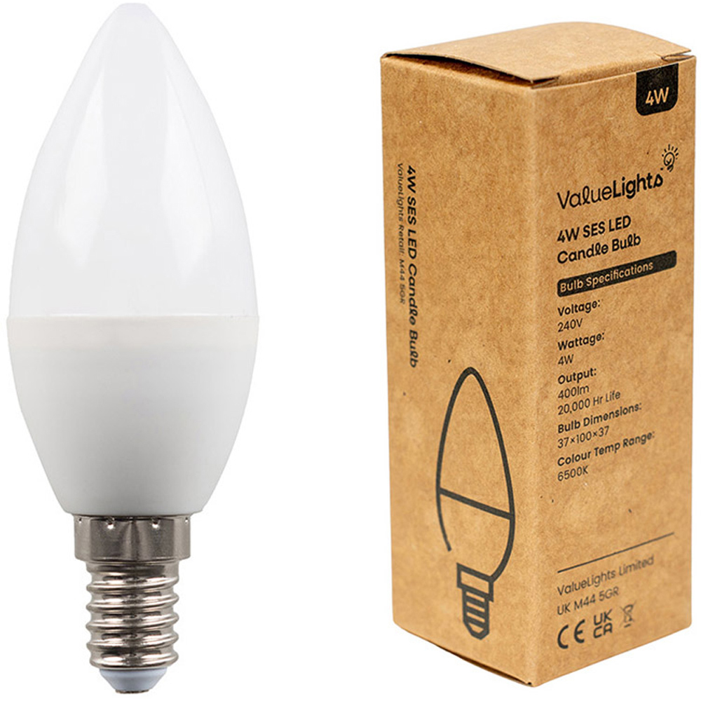 ValueLights 4W 6500K E14 Candle LED Light Bulb 4 Pack Image 3