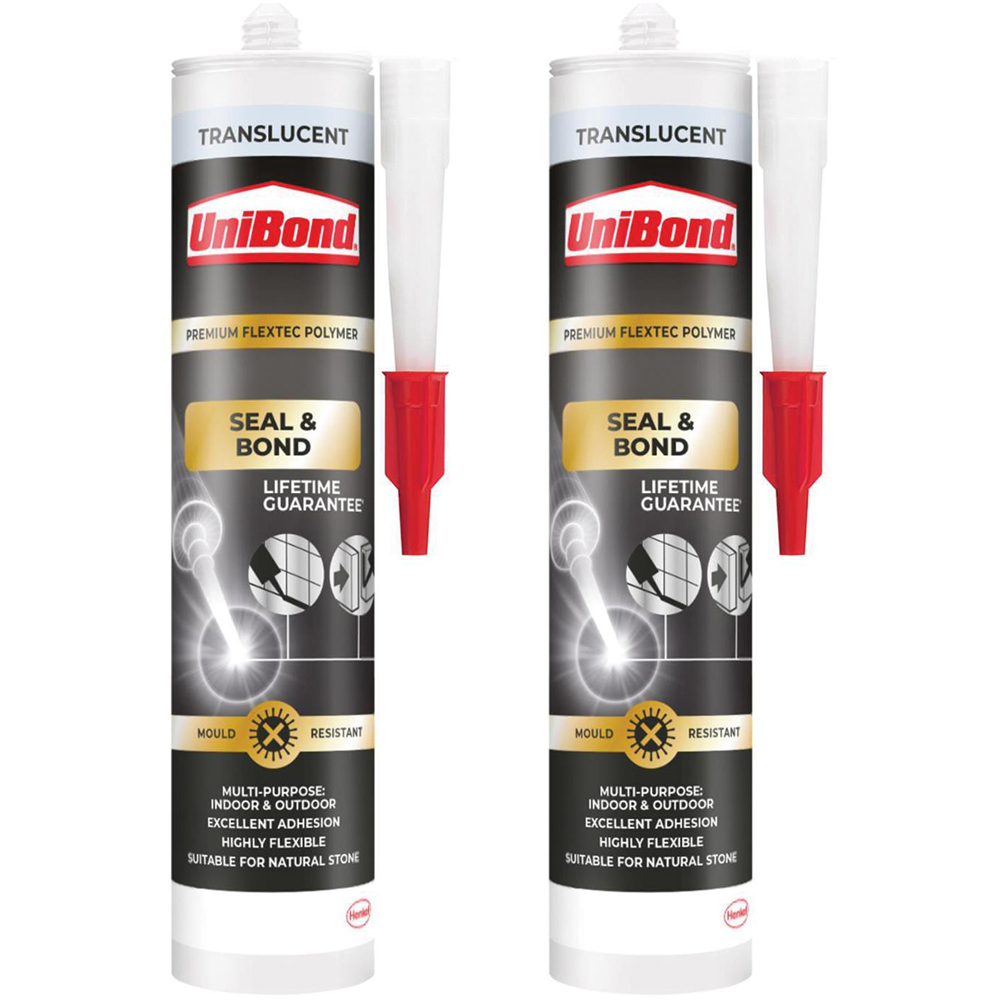 Unibond Translucent Seal and Bond Sealant Cartridge 291g 2 Pack Image 1