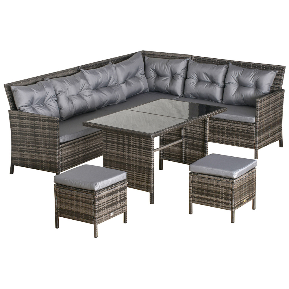 Outsunny 6PC Rattan Dining Set Grey Image 2