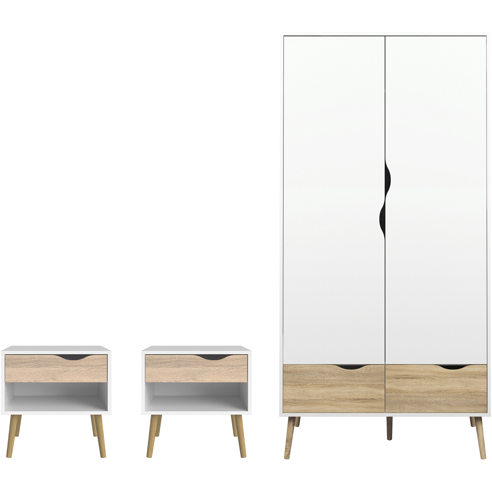 Furniture To Go Oslo White and Oak 3 Piece Bedroom Furniture Set Image 2