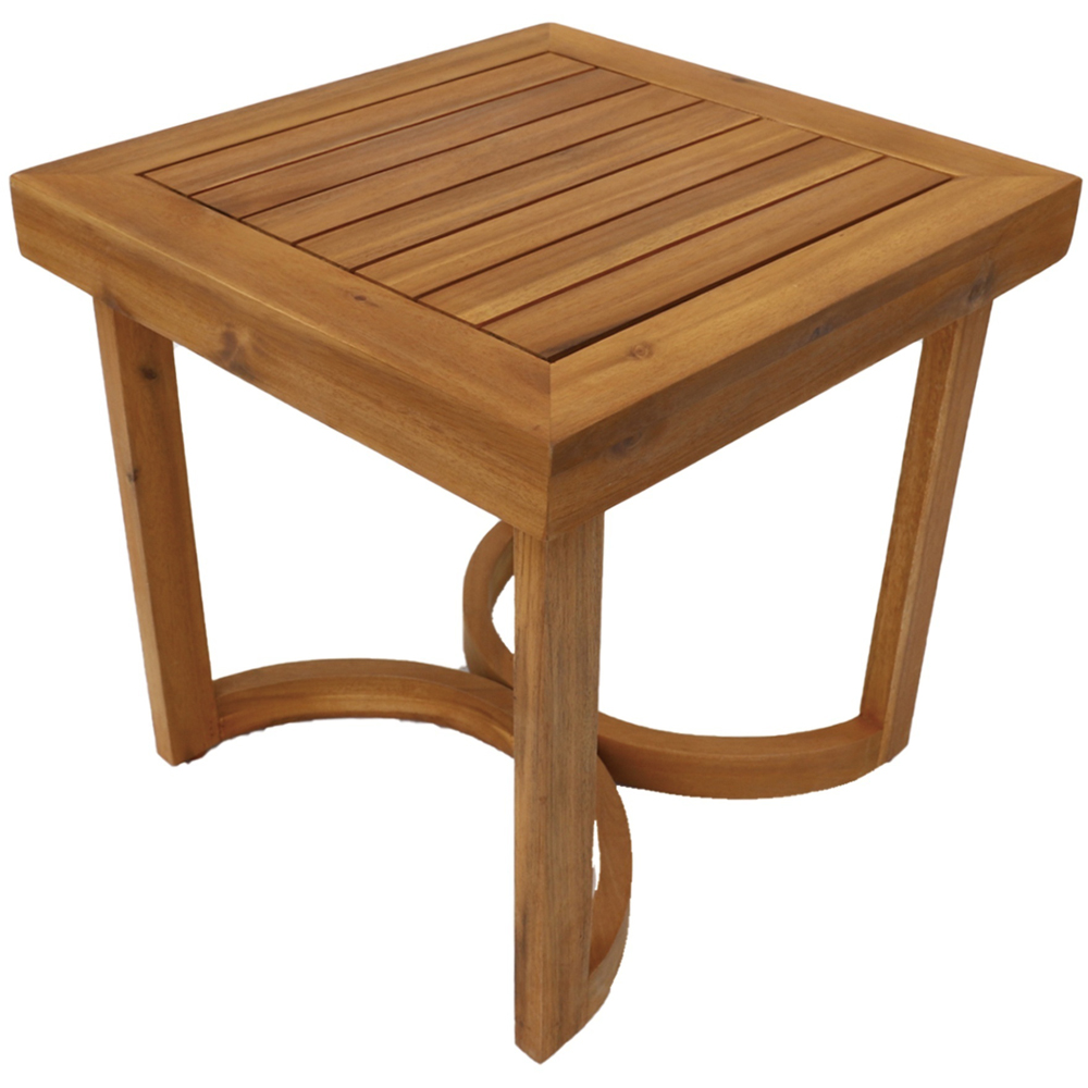 Direct Wicker Teak Finish Curved Design Acacia Wood Side Table Image 2