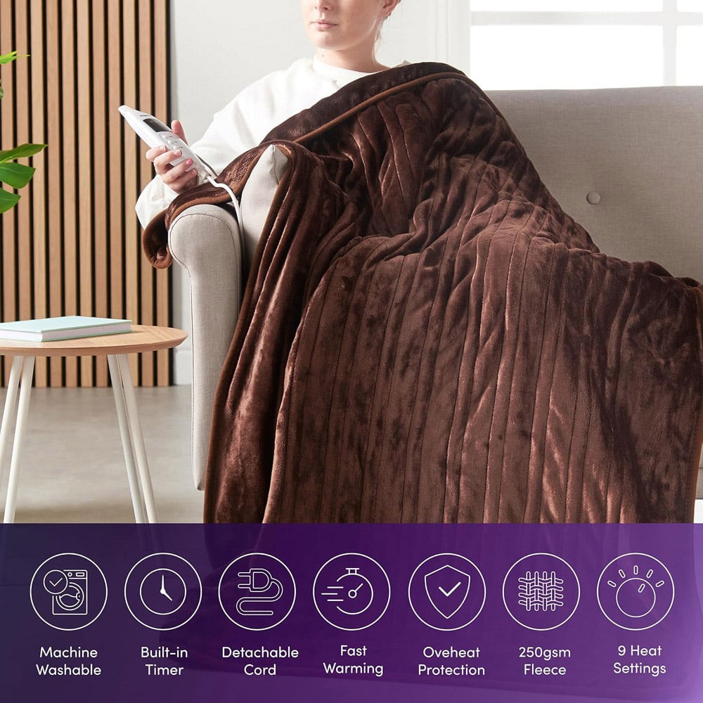Emperial Brown Electric Heated Throw Blanket Image 8