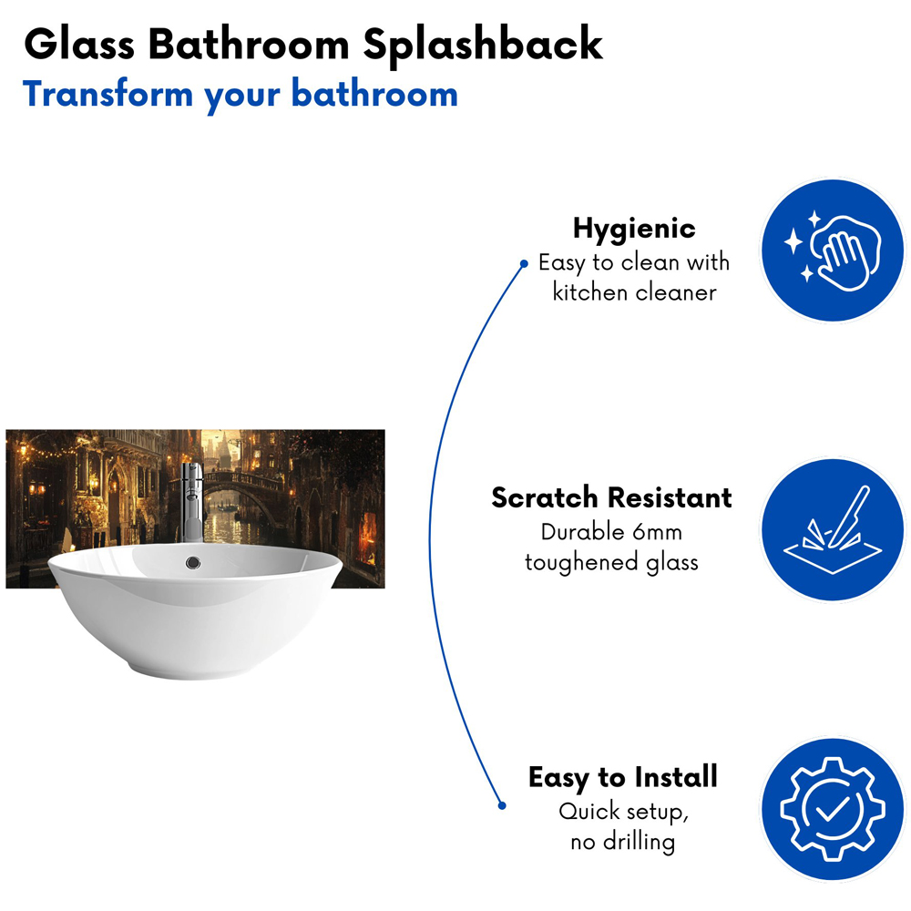 Warren Reed Designer Romantic Venice Scenes Glass Bathroom Splashback 25 x 60cm Image 4