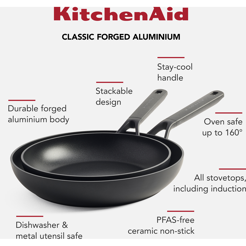 KitchenAid Black Classic Forged Aluminium Frypan Set 24cm and 28cm Image 2