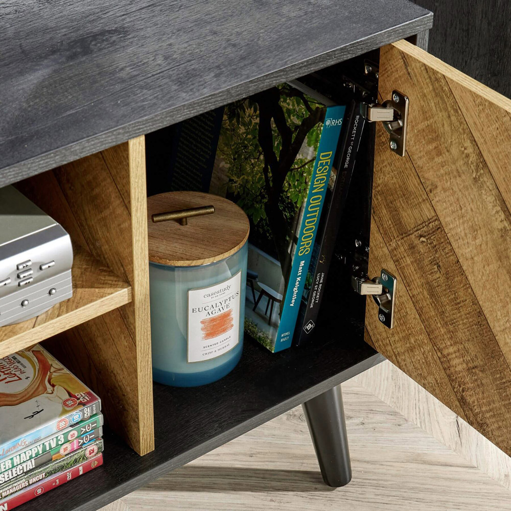 Home Source Dallas 2 Door 2 Shelf Black Frame TV Unit Image 6