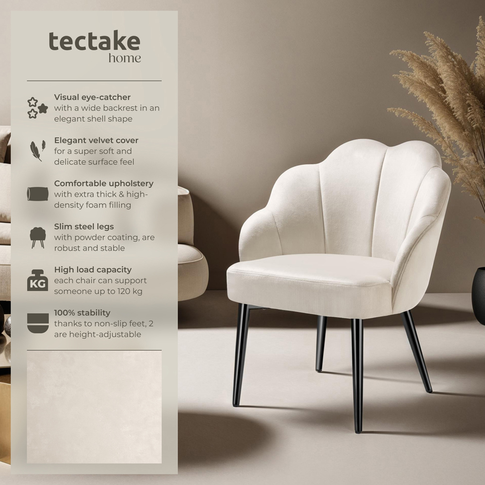 tectake Hellen Cream and Black Velvet Accent Chair Image 6