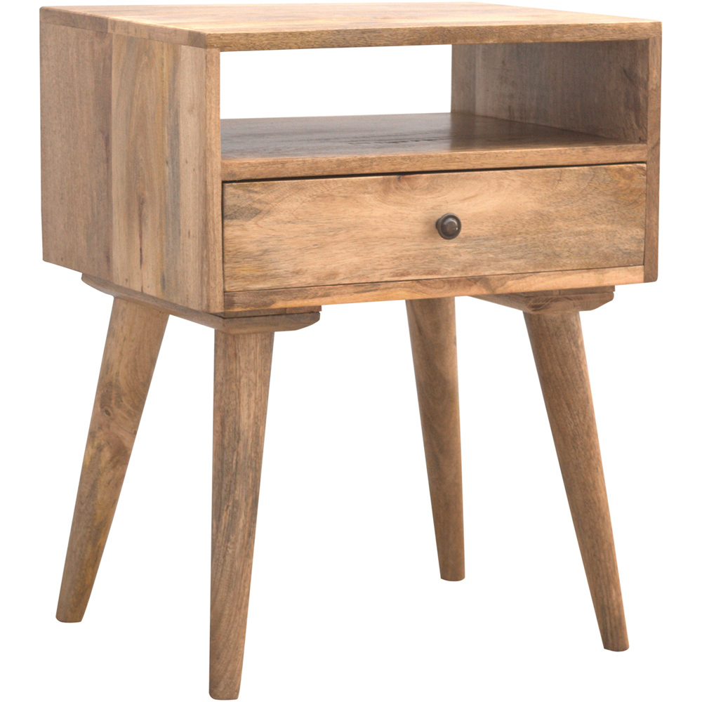Artisan Furniture Oak-ish Single Drawer Single Shelf Solid Wood Modern Bedside Table Image 3
