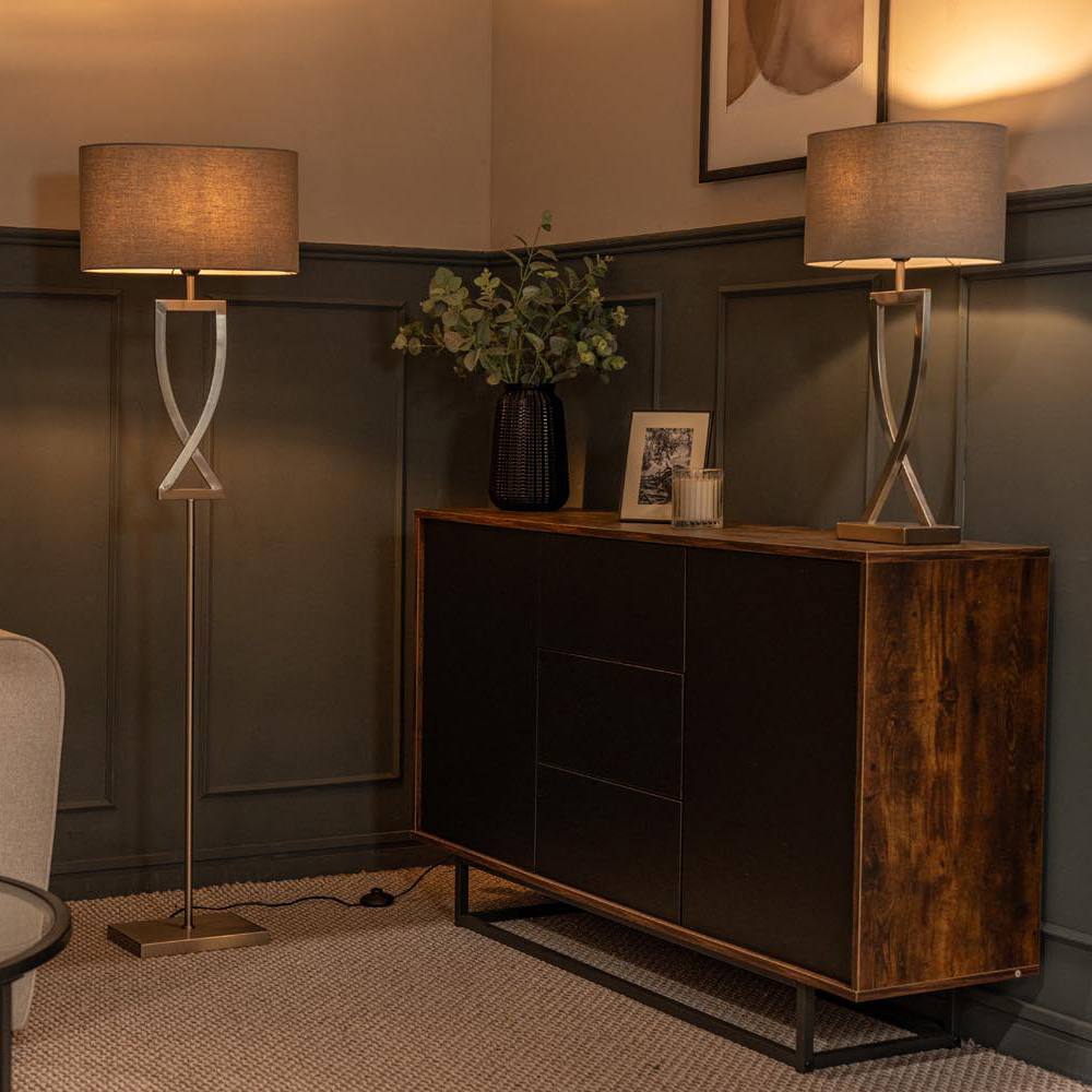 ValueLights Katniss Crossover Chrome and Grey Shade Metal LED Table Lamp Image 2