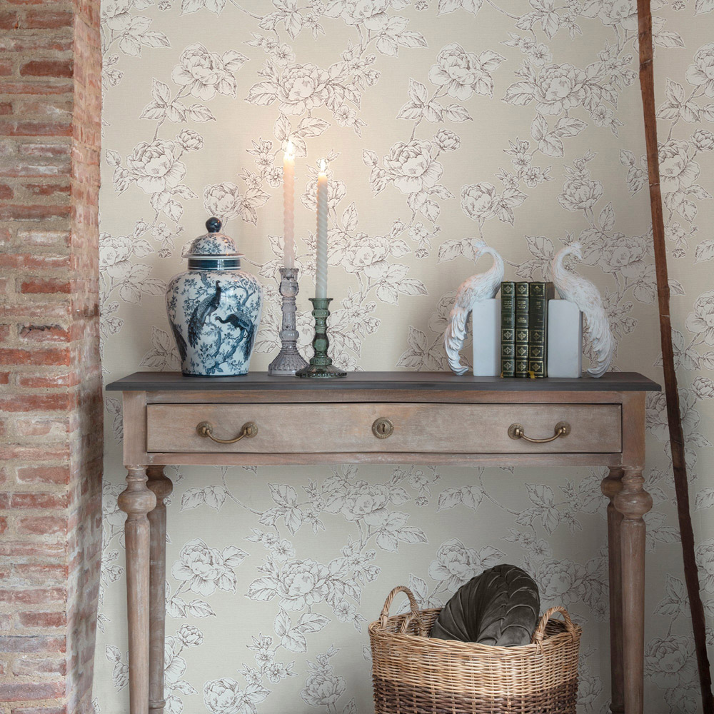 Laura Ashley Pollington Roses Natural Wallpaper Image 3