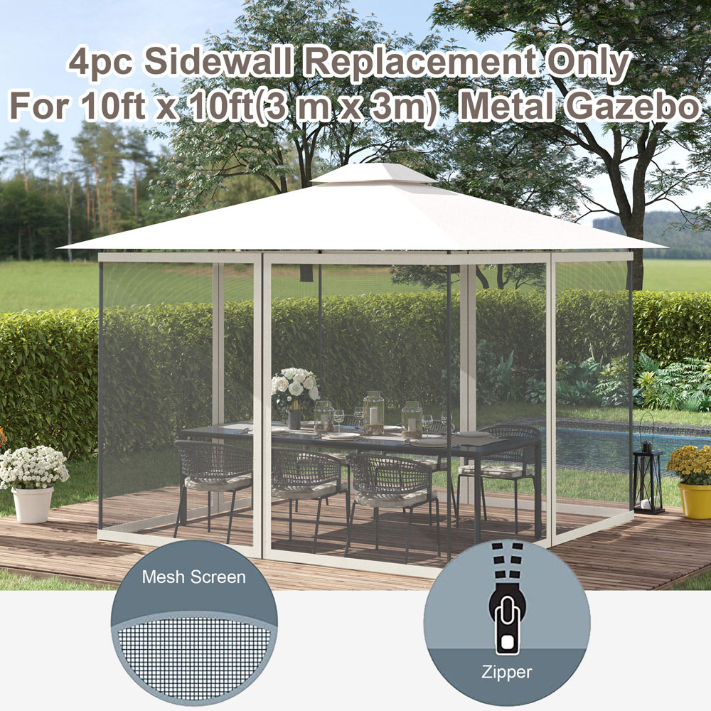 Outsunny 3 x 2m Universal Replacement Gazebo Mesh Netting Screen Wall Image 4