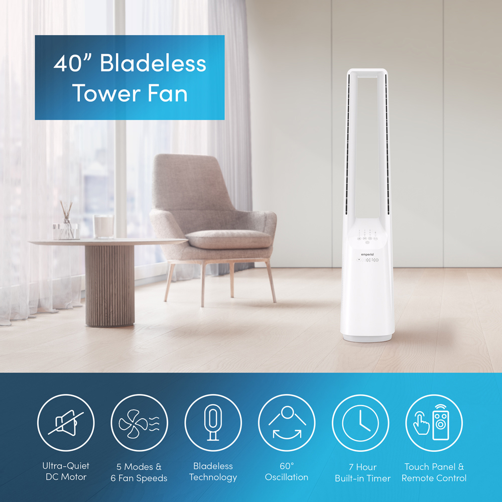 Emperial 40 inch Bladeless Tower Fan with Remote Control Image 9