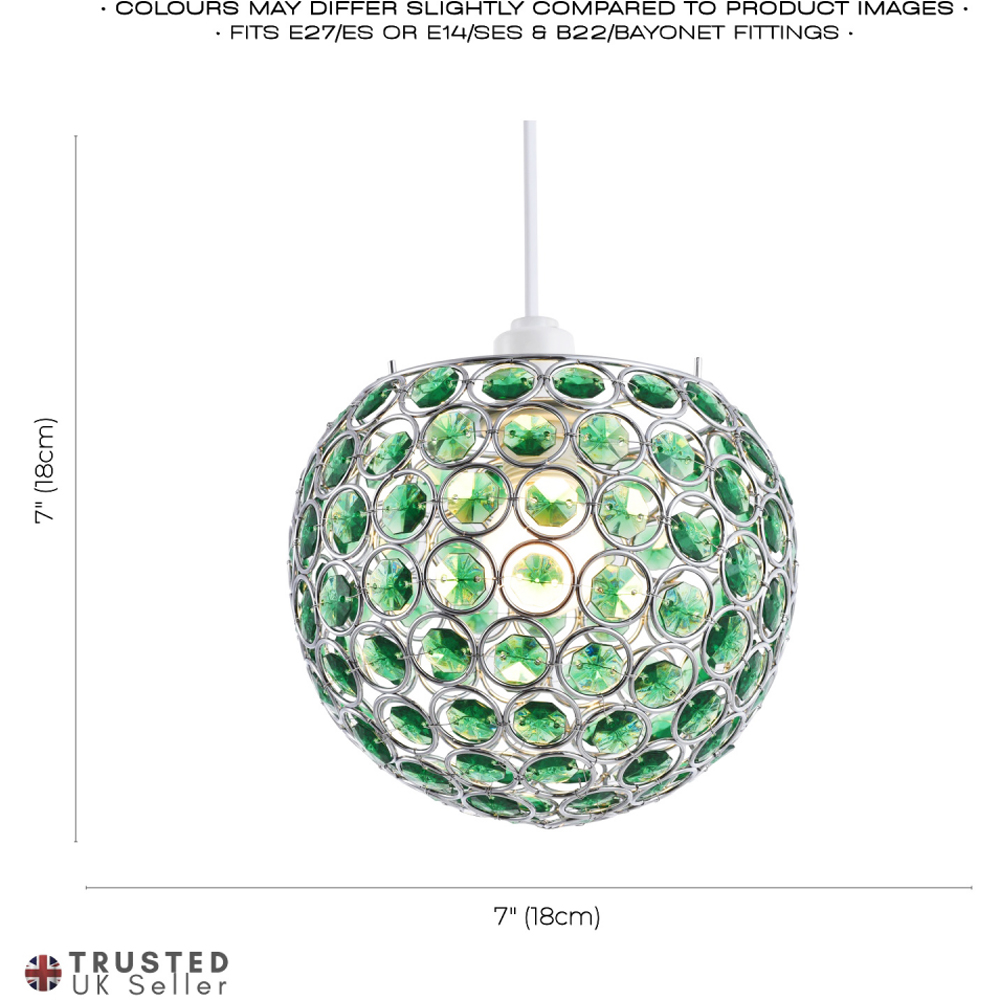 Happy Homewares Round Globe Small Green Acrylic Bead Jewels Pendant Shade Image 7