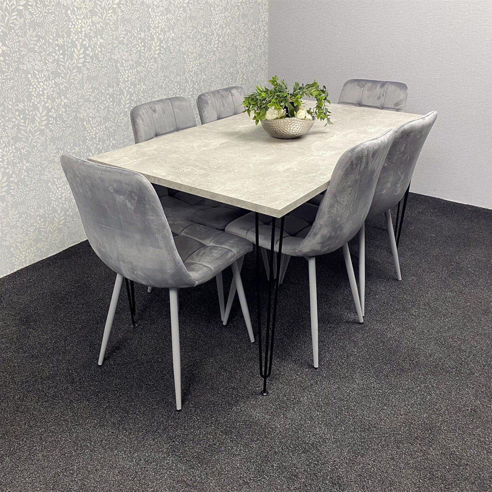 Kosy Koala 6 Seater Grey Dining Table set Image 6