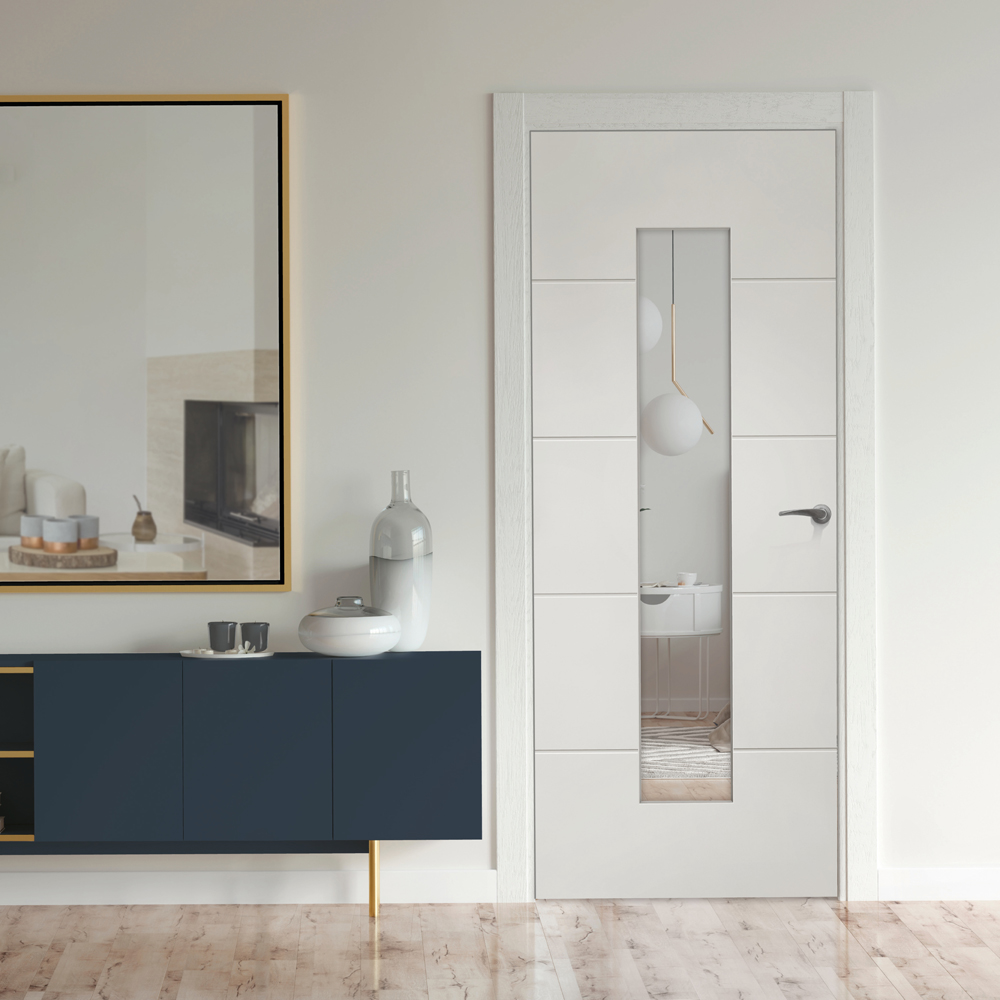 JB Kinds Glazed Primed 4 Line Horizontal Internal Door 1981 x 762mm Image 2