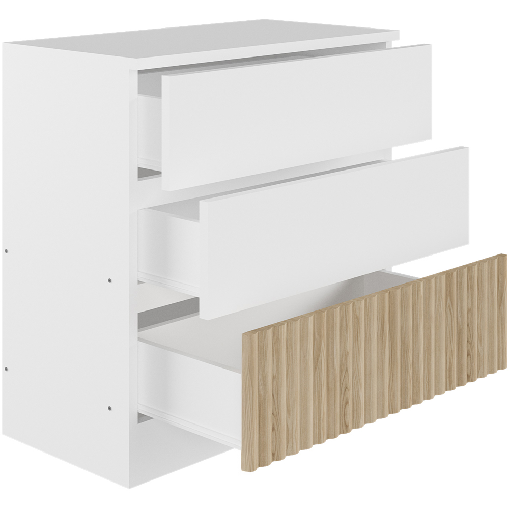 Flair Luca 3 Drawer White and Oak Ribbed Bed Frame Image 5